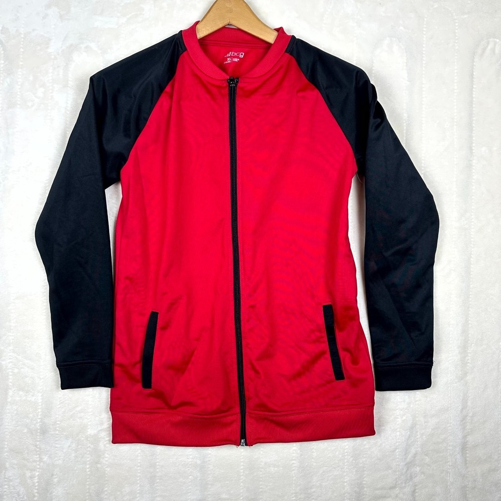 BCG Youth XL 18/20 Track Jacket Red Black Full Zip Athletic‎ Sweatshirt NWOT